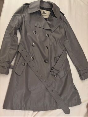 Burberry Gray Double-Breasted Trench Coat